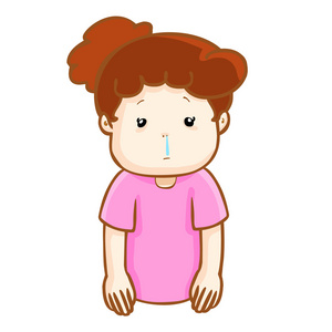 生病的女人流鼻涕的鼻子卡通矢量照片