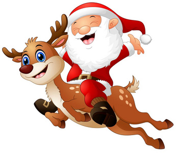 圣诞老人骑着麋鹿图片