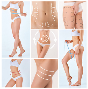 女性的身体，绘制的拼贴画