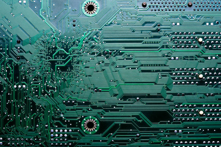 电路板。电子计算机硬件技术。主板数字芯片。科技科学背景。综合的通信处理器。信息工程的组成部分