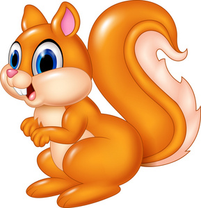 卡通搞笑松鼠在白色背景上孤立照片