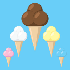 彩色背景冰淇淋的收集, 矢量插画