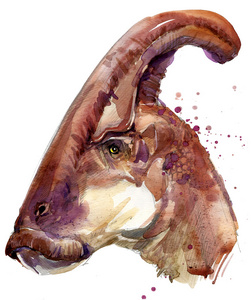 恐龙绘画水彩.古代恐龙已经灭绝的动物插图.恐龙草绘背景照片