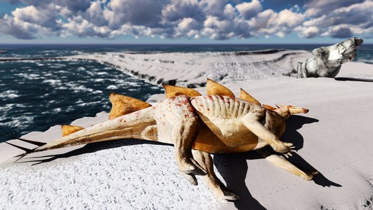 岛上的死恐龙照片