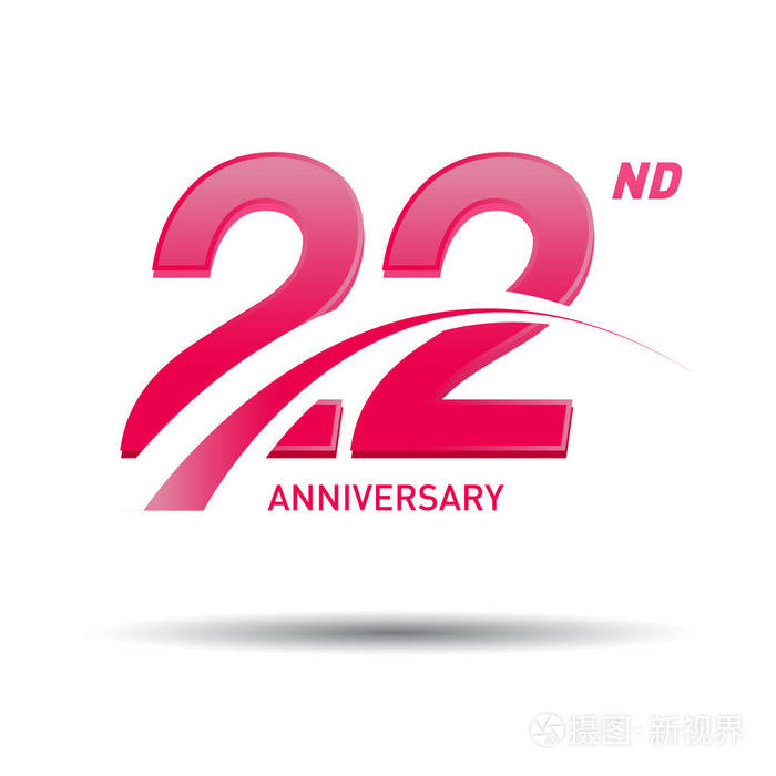 22年红色周年纪念标志在白色背景
