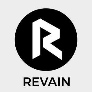 Revain R 黑色和白色矢量徽标。第一个值得信赖的审查平台, 用 Blockchain 技术和加密货币构建