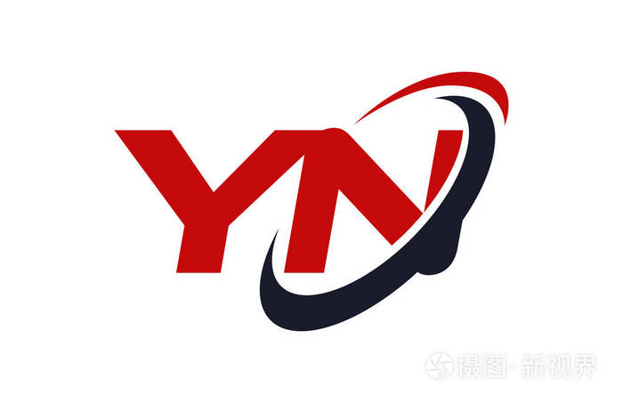 yn徽标旋风椭圆红色字母矢量概念