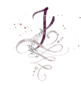 刻字生日贺卡手绘书法字母 j. 水彩脚本字体.用墨水写的孤立字母.