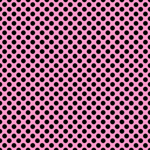 平铺在柔和的粉红色背景上的黑色圆点的矢量模式