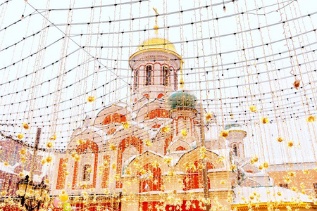 圣母大教堂红广场与圣诞装饰品, 莫斯科