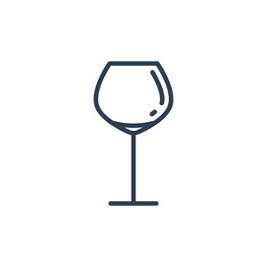 白色背景下一杯葡萄酒的线性图标