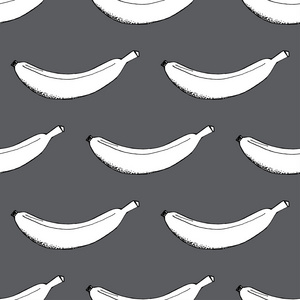 手绘纸切白色香蕉图案灰色背景