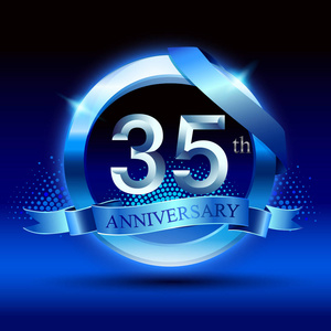 35年蓝色周年纪念装饰背景