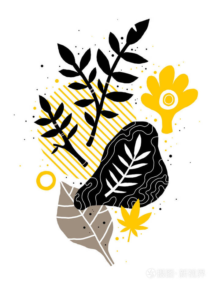 用手绘花卉元素的抽象构图.对广告,设计,印刷品和海报有用