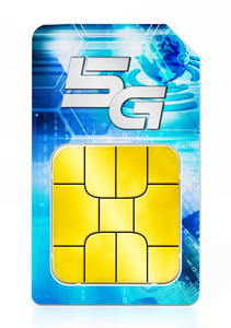 5g. 在白色背景下隔离 Sim 卡。3d 插图