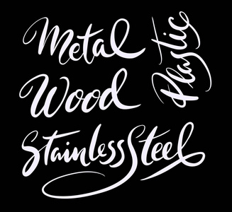 金属和木材的手写字体图片