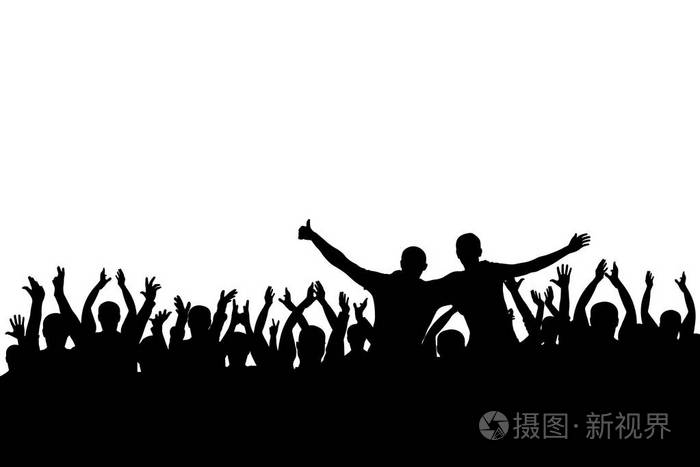 音乐会派对掌声人群背景剪影开朗的人有趣的欢呼孤立的矢量