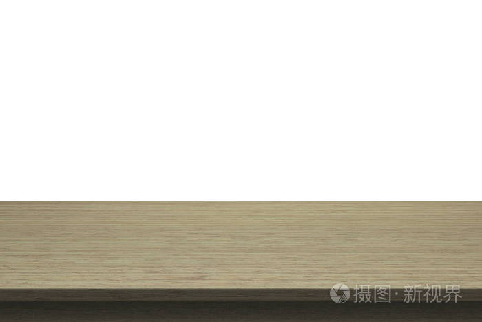 孤立的白色背景上的木桌子顶部