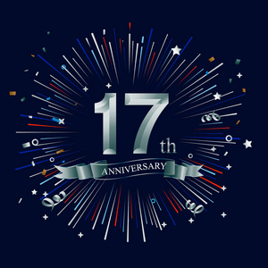17年银周年纪念标志庆祝与烟花照片