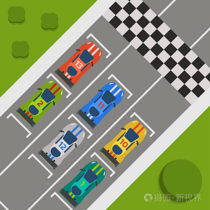赛车运动轨迹曲线矢量.汽车运动竞赛的最高视图构造符号.