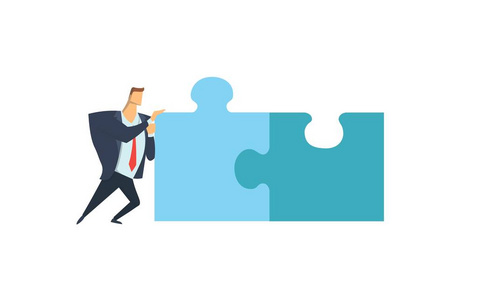 共同问题解决的概念.矢量插图, 在白色上隔离照片