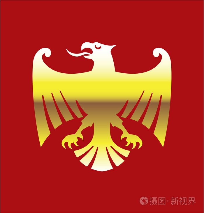 红色背景矢量艺术上的金鹰