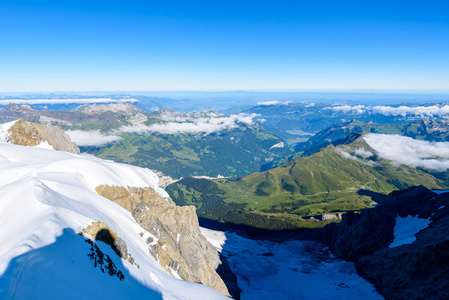 查看从 Jungfraujoch 平台到劳特布龙嫩, Bernese 阿尔卑斯, 瑞士