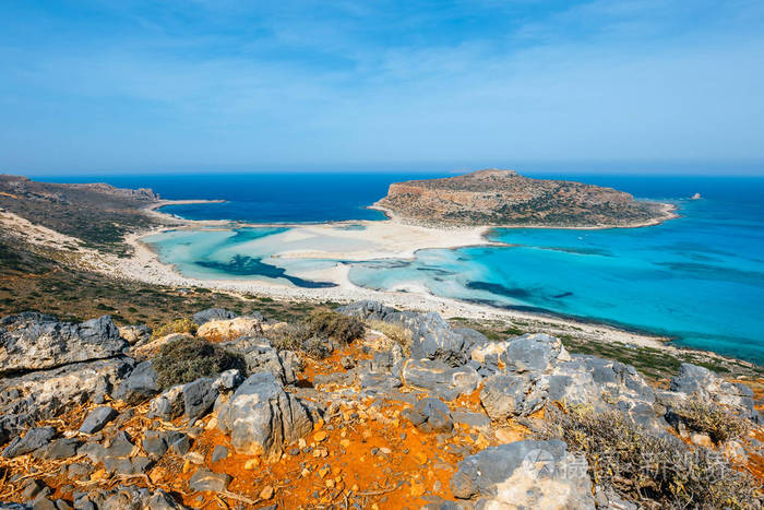 希腊克里特岛的 balos 泻湖和 gramvousa 岛美景