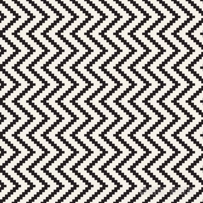 矢量无缝的网状图案.单色的曲折前卫线抽象背景