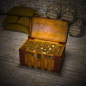 3d cg 渲染的藏宝箱照片
