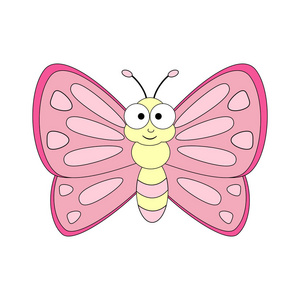 蝴蝶的吉祥物可爱的卡通蝴蝶.在白色 ba 上隔离的矢量插图照片