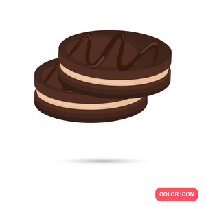 巧克力曲奇饼干彩色平面图标 web 和移动设计