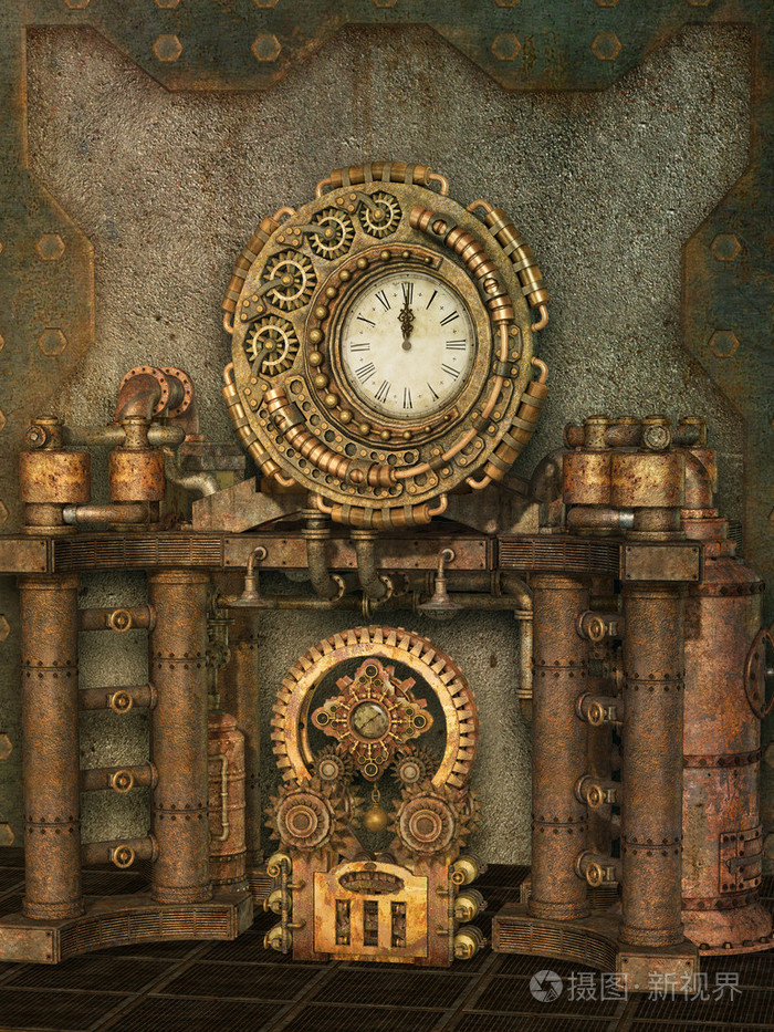 蒸汽朋克风格的幻想场景