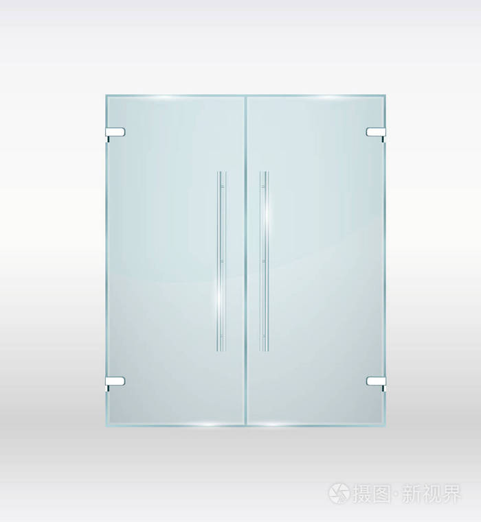 插画 灰色的背景上孤立的玻璃门.矢量图.eps