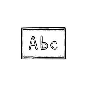 黑板与 abc 字母手绘素描图标