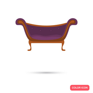 针对 web 和移动设计紫色沙发颜色平面图标