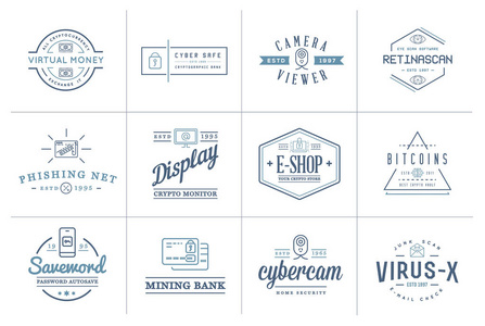 一套矢量网络安全标识徽章和标志可以用作标识