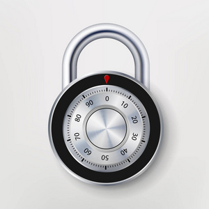 密码锁，现实的金属矢量图。安全的锁状图标