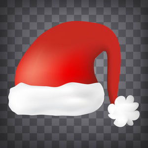 红色圣诞老人帽子在格子背景