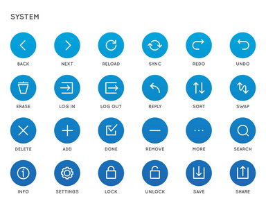 系统用户界面 Ui 矢量图标集。高质量最小内衬的图标为所有目的的