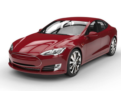 深红色红色现代电动跑车-工作室拍摄照片