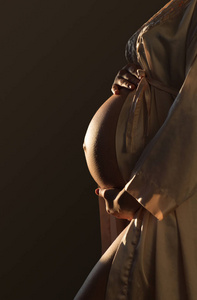 腹部突出的孕妇的 Beautifil 剪影