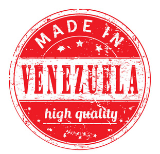 委内瑞拉制造, 高质量 的文字橡皮戳白色, 矢量插图