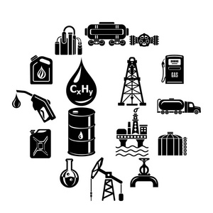 石油行业图标集, 简约风格