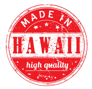 夏威夷制造, 高质量 的文字橡皮戳白色, 矢量插图