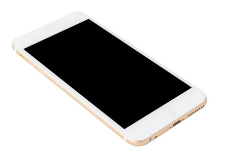 手机侧面图白色背景下的金色手机侧面图照片