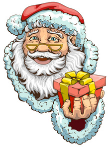 礼物的圣诞老人控股包装盒图片