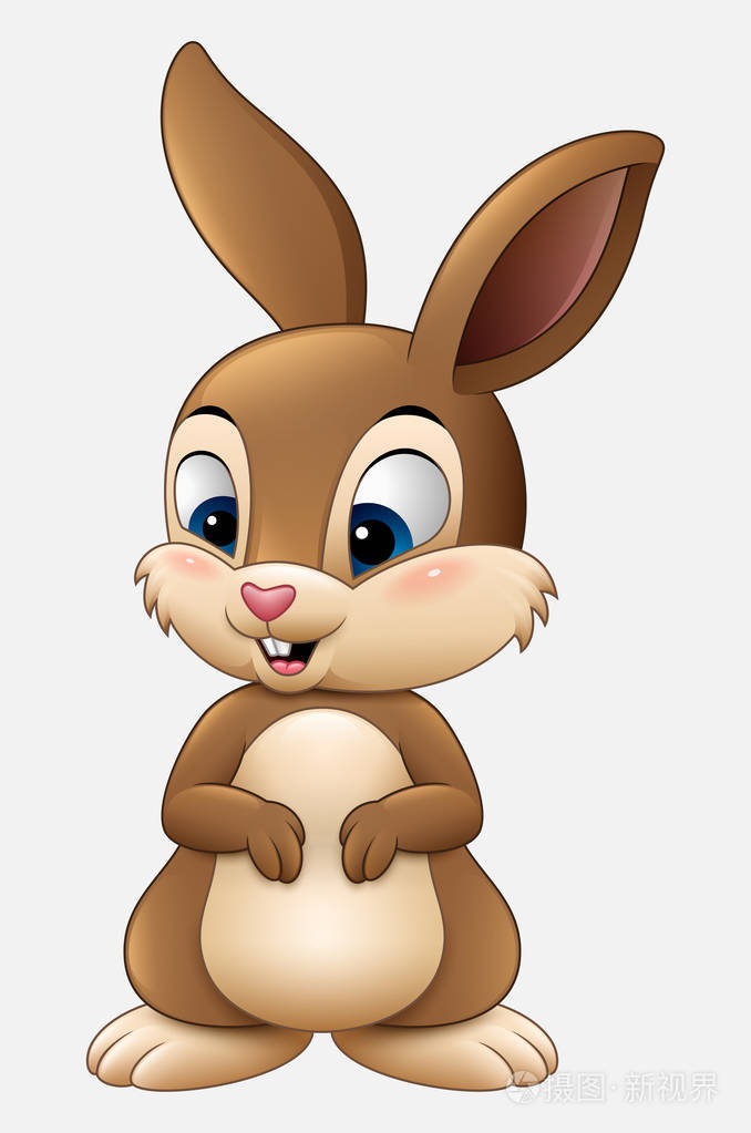 可爱的兔子卡通孤立在白色背景