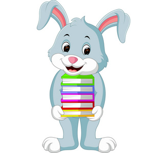 兔携带书籍卡通