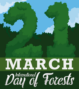 森林生长繁茂在国际森林日的数字日期, 向量例证